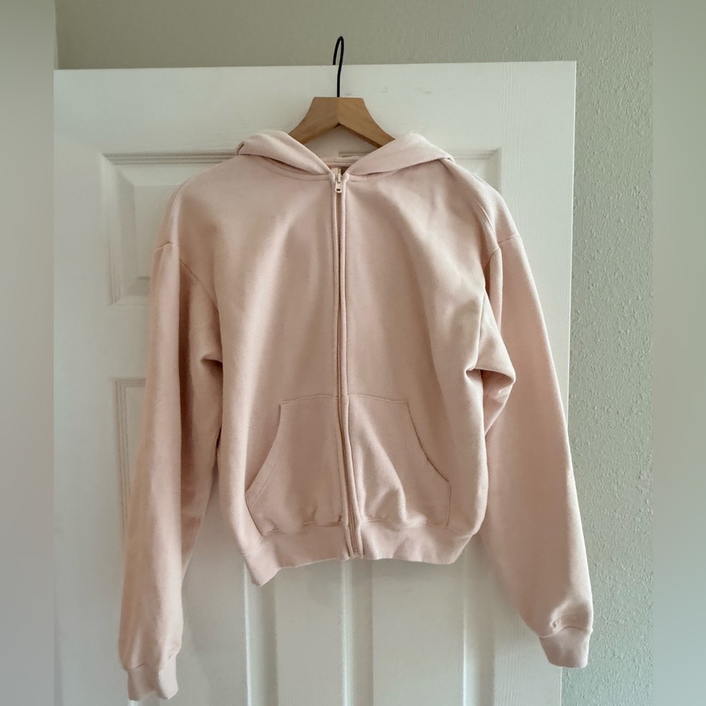 Skims cotton fleece classic zip up hoodie - s